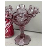 Fenton Cabbage Rose Ruffled Compote