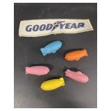 Goodyear blimp advertising rubber erasers