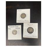 (3) silver Mercury dimes