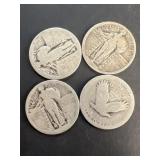 (4) silver liberty quarters