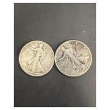 (2) silver liberty half dollars