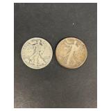 (2) silver liberty half dollars