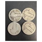 (4) silver liberty quarters