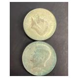 (2) 1967 silver Kennedy half dollars
