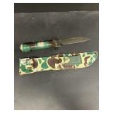 Camo hunting knife with compass