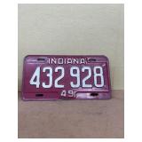 1949 Indiana license plate