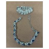 Bluestone necklace, leaf design bracelet