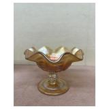 Ruffled glass caramel colored compote