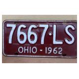 1962 Ohio license plate