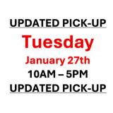 UPDATED PICK-UP: Tuesday 10AM - 5PM