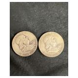 (2) Franklin silver half dollars