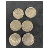 (6) Kennedy half dollars