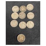 (10) mercury dimes