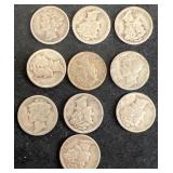 (10) Mercury silver dimes