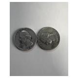 (2) silver quarters