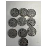 (10) mercury dimes
