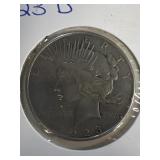 1923 D peace silver dollar