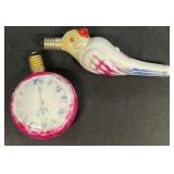 Bird and clock lightbulb Christmas bulbs vintage