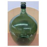 Hand Blown Green Glass Demijohn Lg.