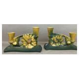 (2) Roseville Peony # 1153 Candleholder