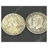 1959/64 Silver Half Dollar Coins