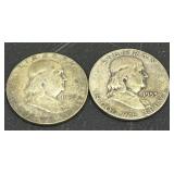 1952/53 Franklin Silver Half Dollar Coins