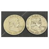 1951/52 Silver Franklin Half Dollar Coins