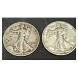 1941D/44S Walking Liberty Half Dollar Coins