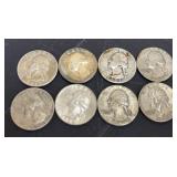 (8) Silver Quarter Coins