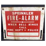 Porcelain sprinkler fire alarm sign