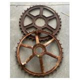 (2) VTG Cast-iron Industrial Gear Pulleys