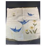 Vintage hand, stitched, bird pillow ham