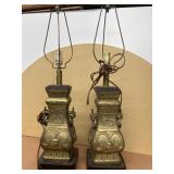 James Mont style brass table lamps 32 inches
