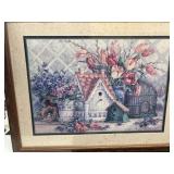 Barbra Mock print of bird houses and cage