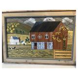 Painting of houses on board