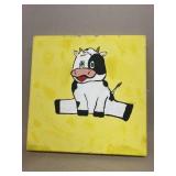 Painting of cow on canvas