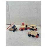 Wooden train and helicopter