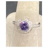 Sterling silver ring with purple stone size 9