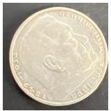 1934 silver German 2 Mark coin