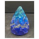 Blue crystal paperweight diamond shape