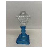 Blue and clear glass lamp