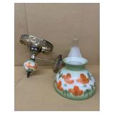 Wall mount light with hand-painted shades