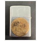 1940 British Penny and old zippo lighter