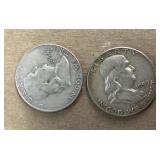 (2) Franklin Silver 1/2 Dollars