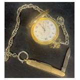 MARCEL 17 jewel pocket watch with knife
