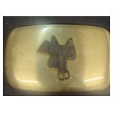 Horse saddle, belt buckle