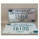 1977 and 1978 Indiana special machinery, license