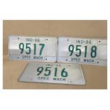 1986 Indiana license plates, special machine