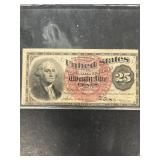 United States $.25 fractional bill