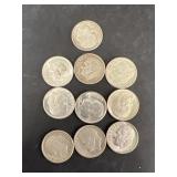 (10) silver dimes